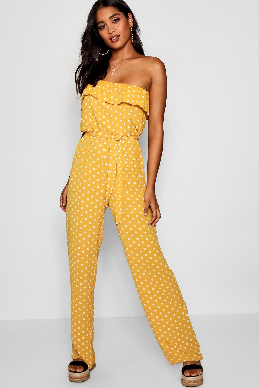 polka dot bardot jumpsuit