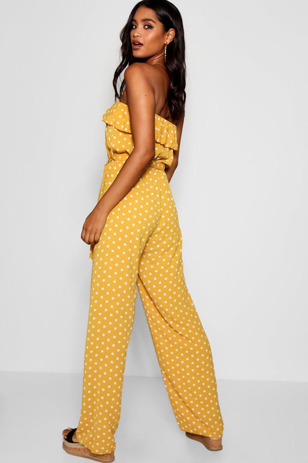 polka dot bardot jumpsuit