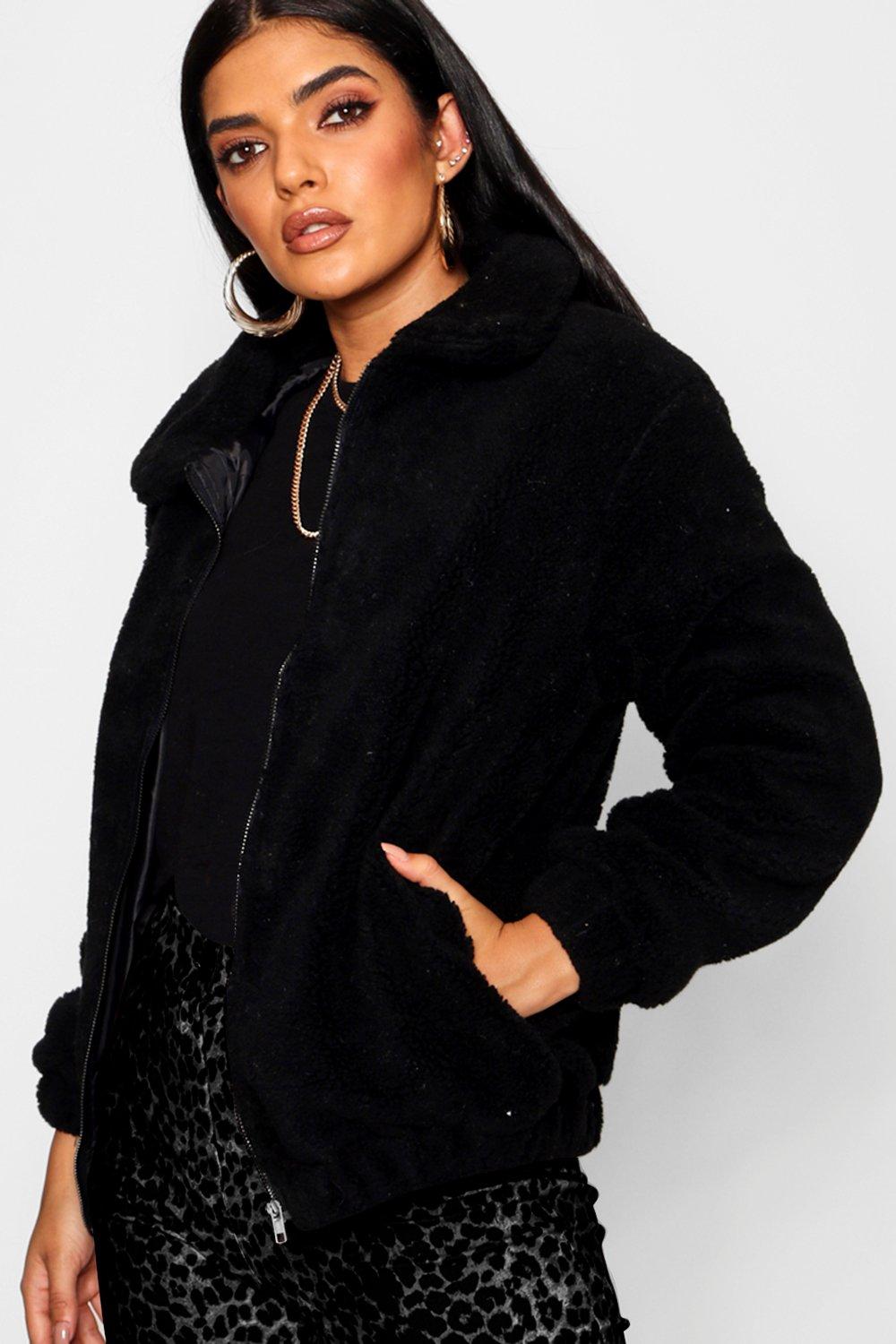 faux fur bomber jacket womens