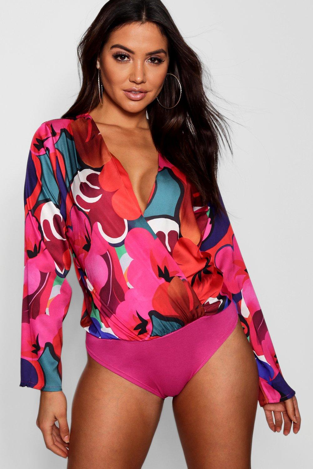 satin wrap bodysuit