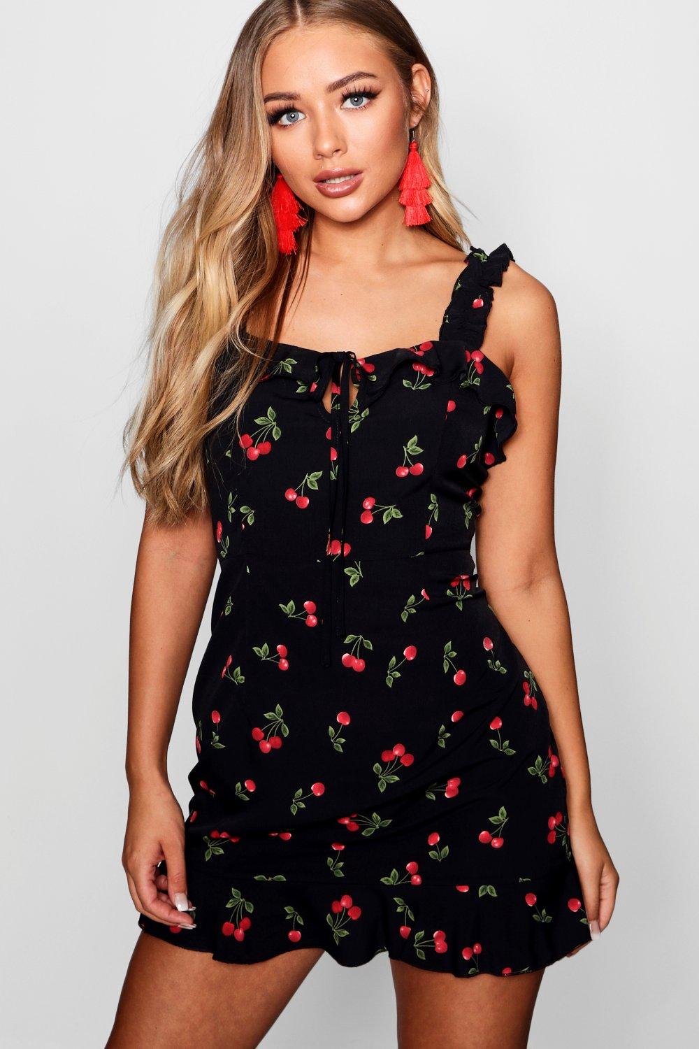 black cherry print dress