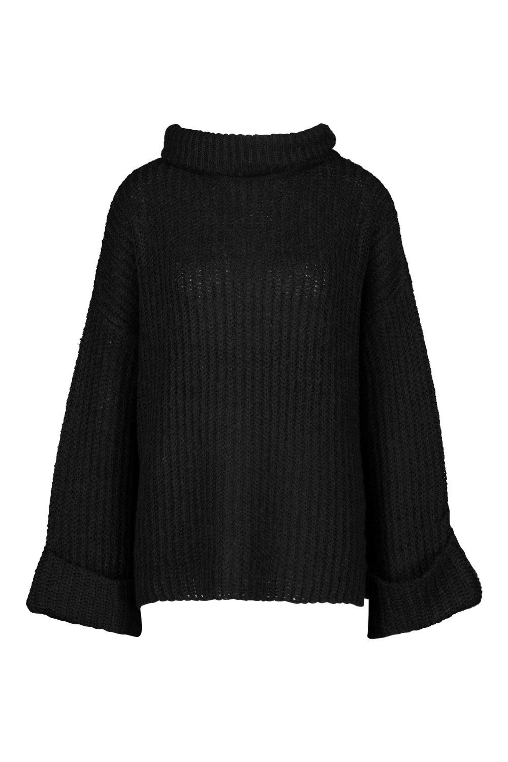 

Джемпер свободного кроя с широкими рукавами из рифленой ткани, Black