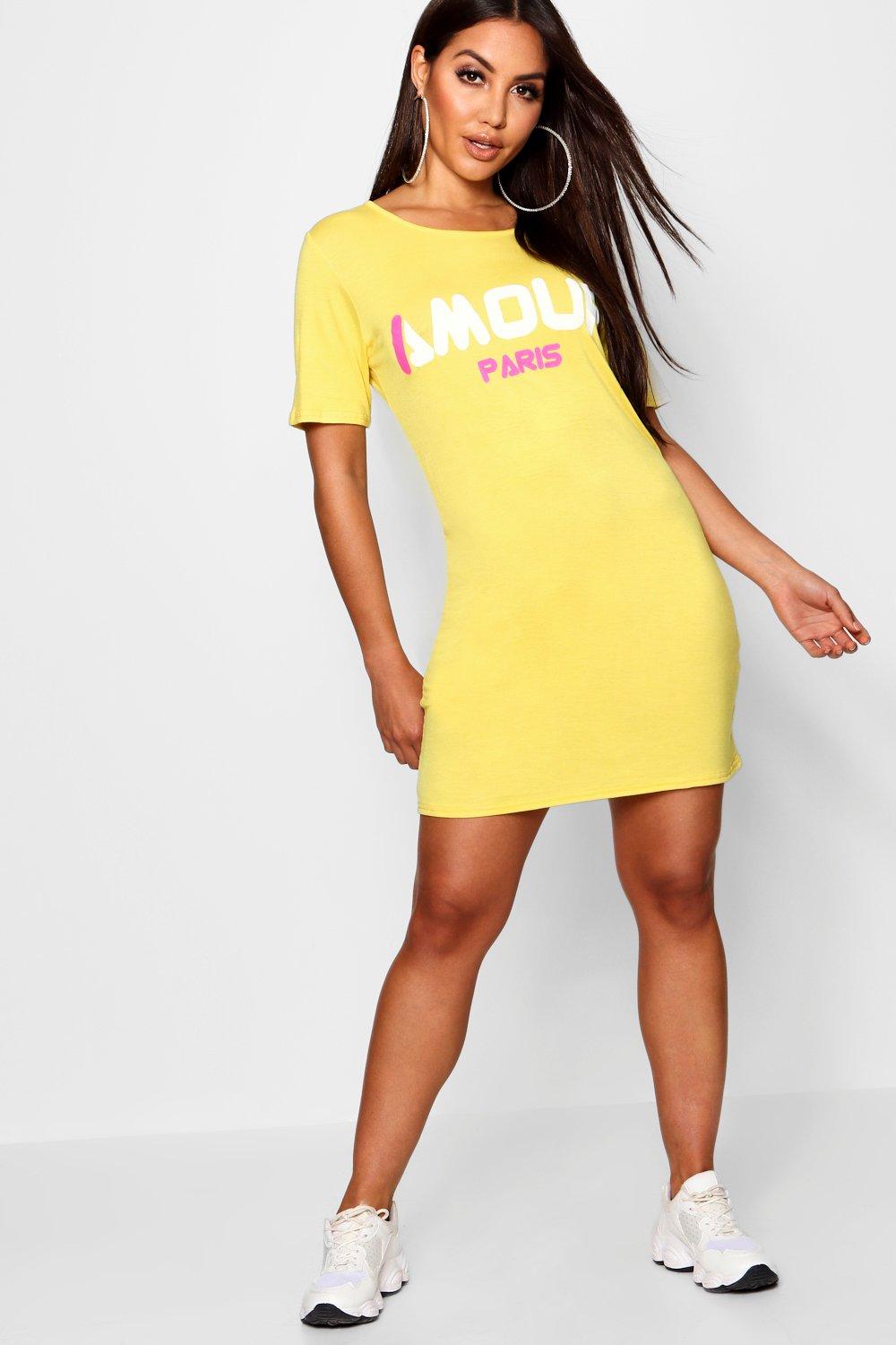 t shirt dress yellow