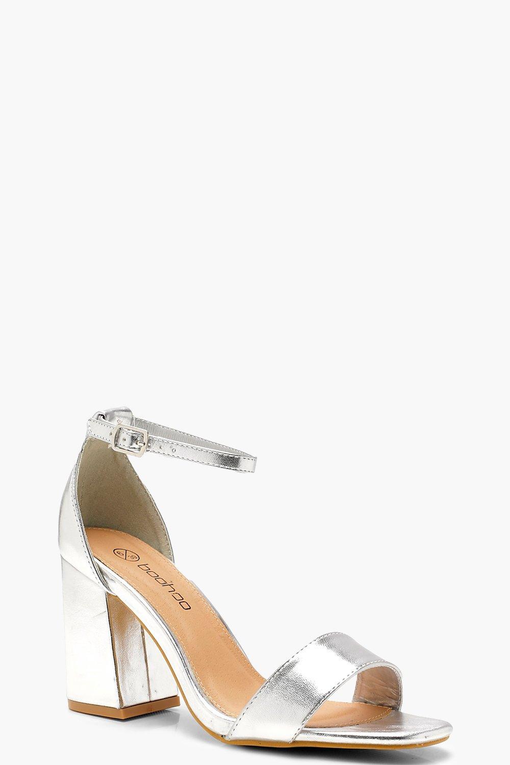silver block heel shoes wide fit