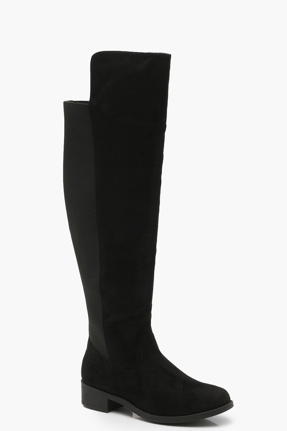 flat black knee length boots