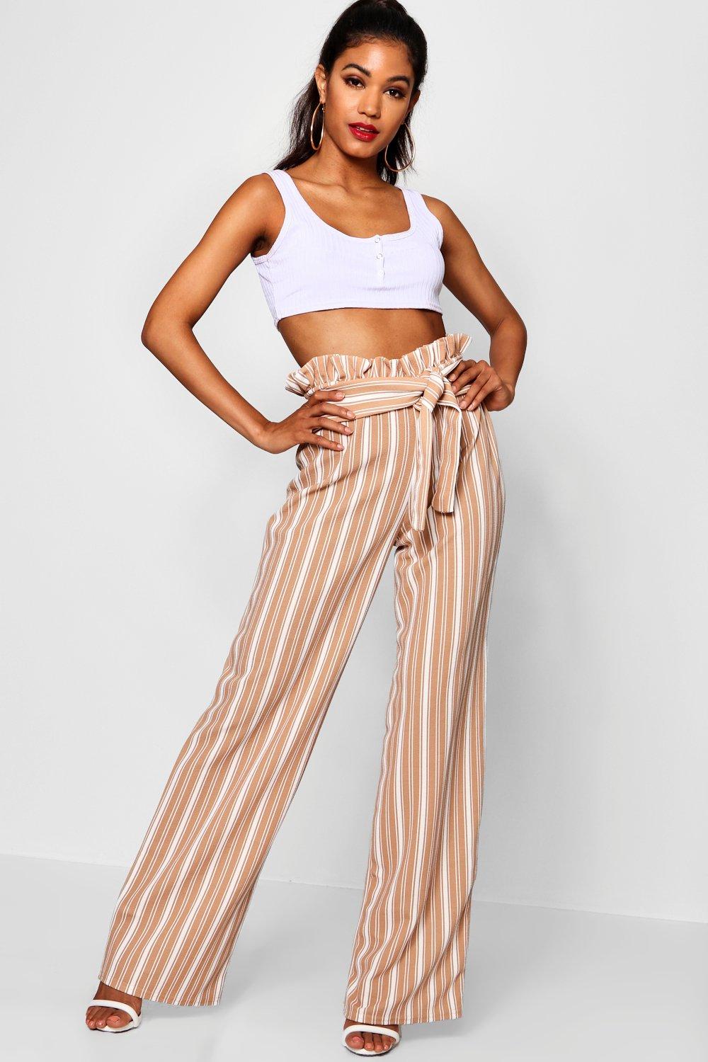 striped paperbag trousers