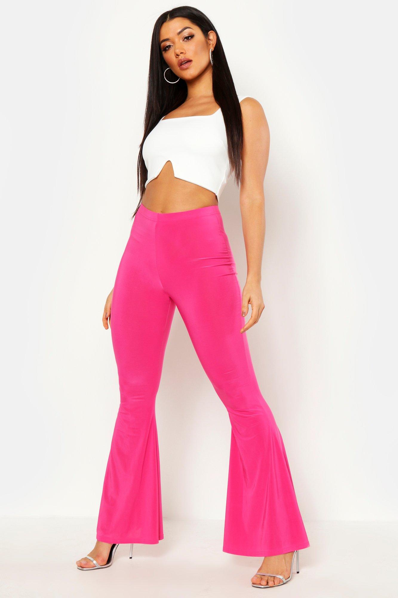 

Обтягивающие расклешенные джинсы скинни, Hot pink