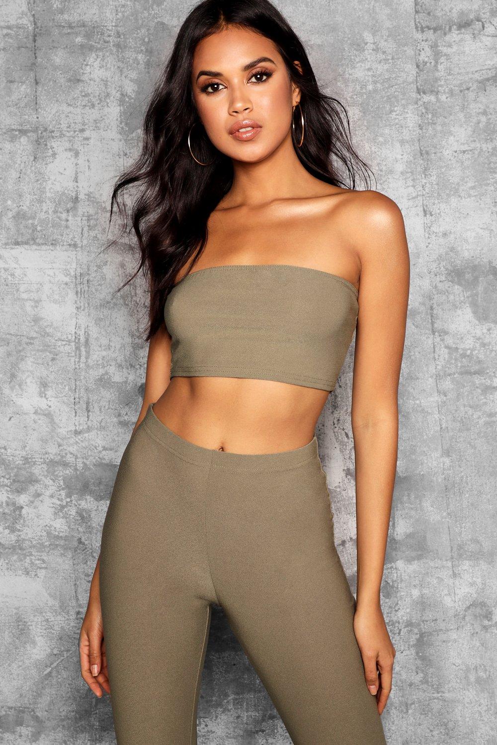 

Высокие Укороченный топ без бретелек, Khaki