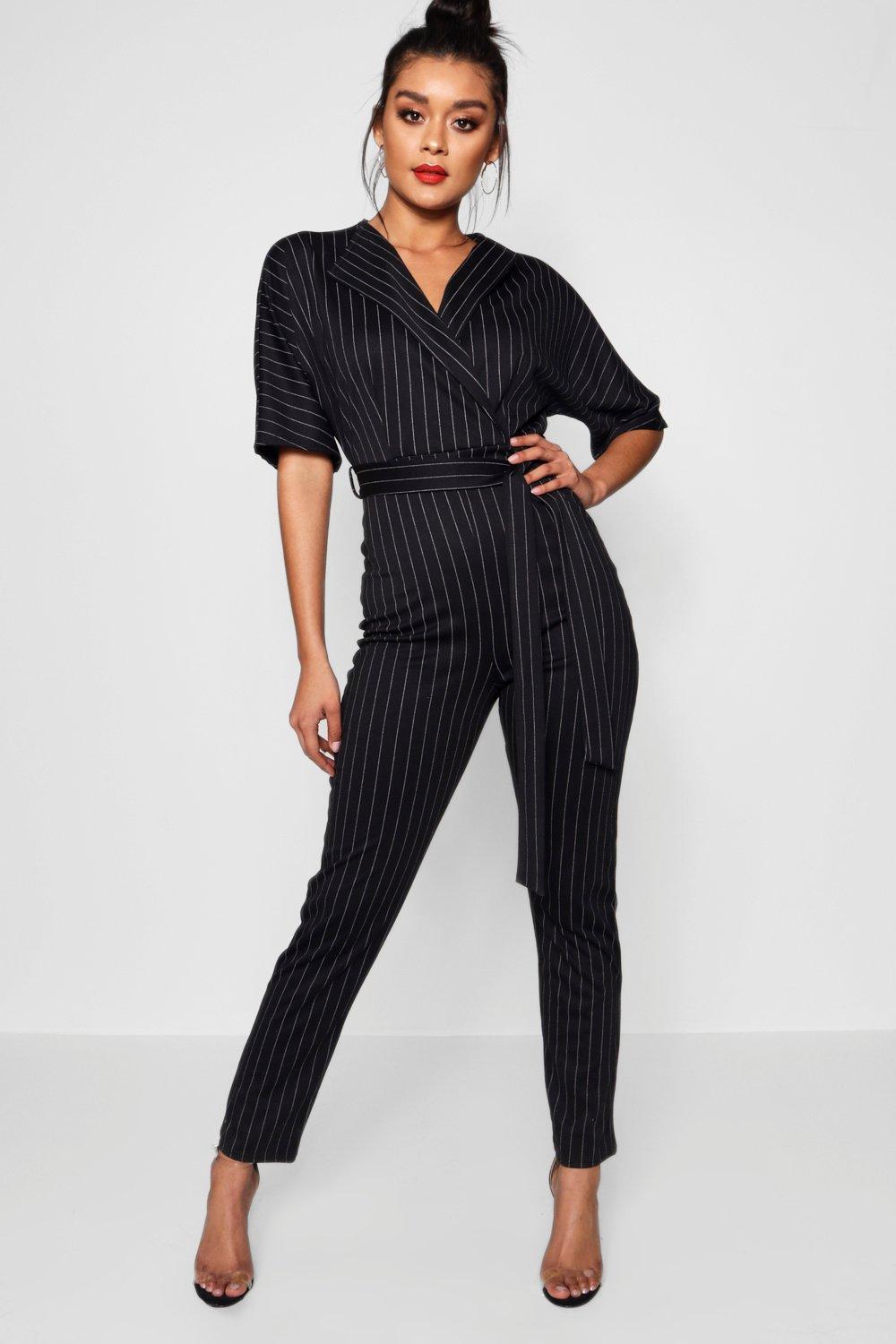 boohoo pinstripe jumpsuit