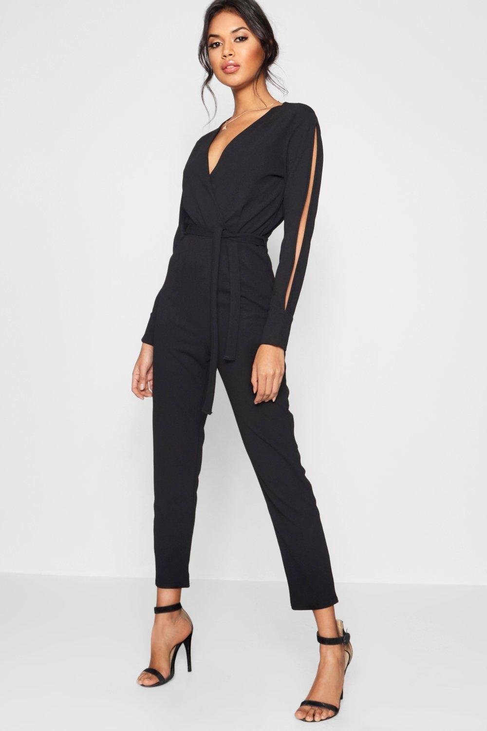 boohoo long sleeve jumpsuit