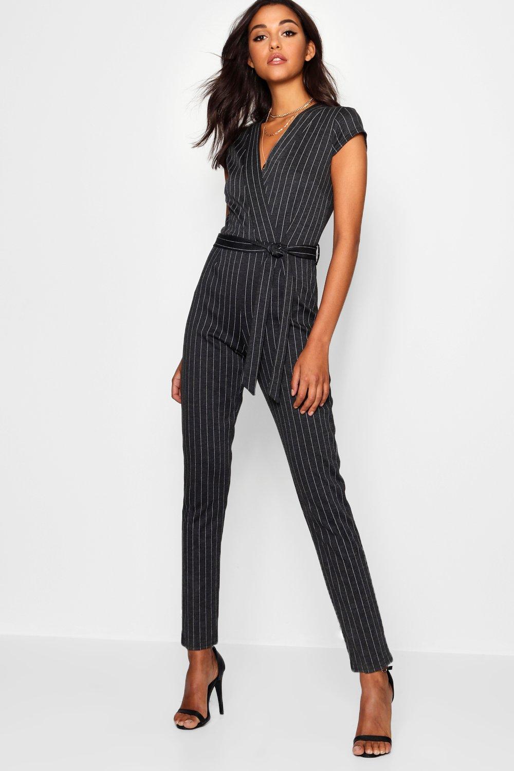 womens pinstripe jumpsuit