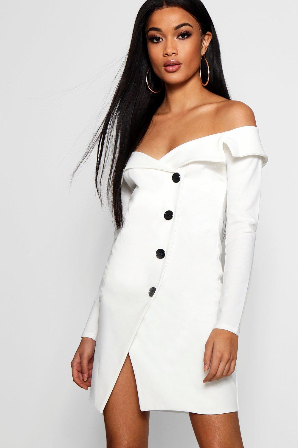 off shoulder blazer dress