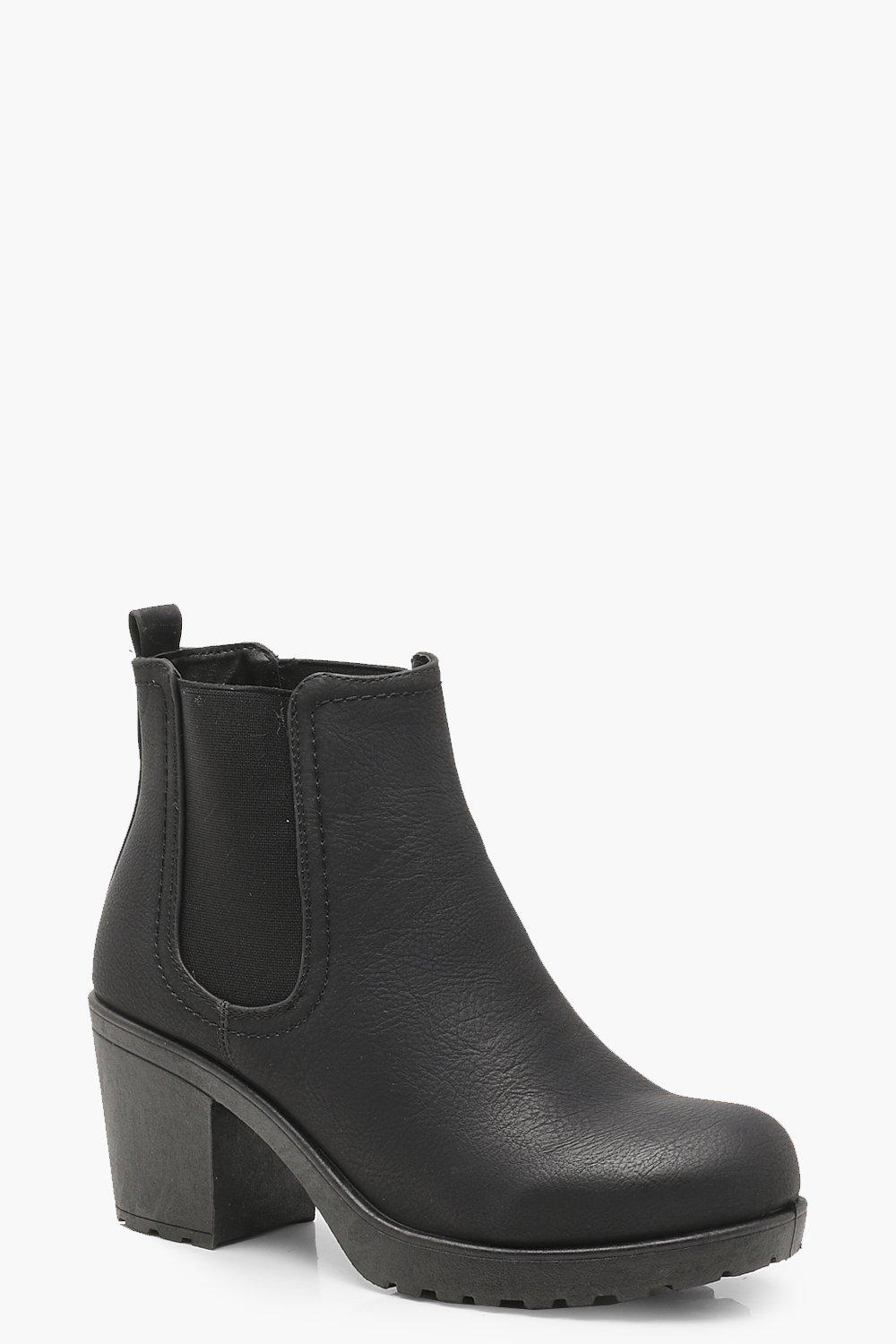 cleated heel chelsea boots