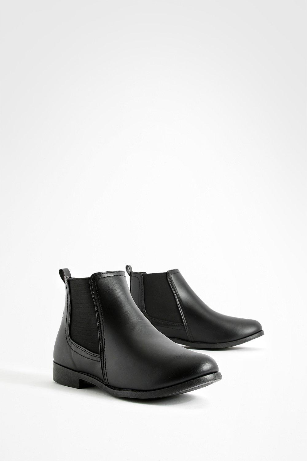 Womens Flat Chelsea Boots - Black - 7, Black