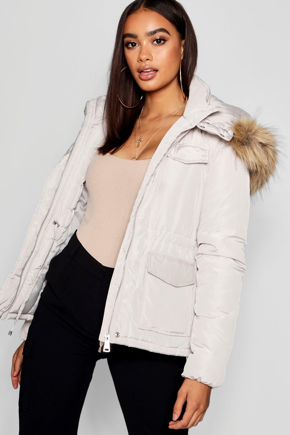 faux fur puffer jacket