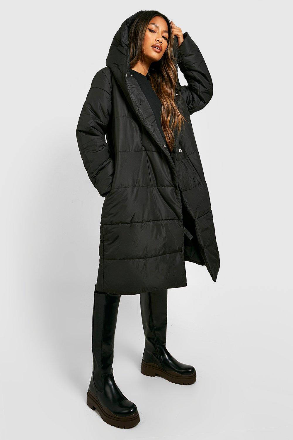 Womens Wrap Duvet Coat - Black - 10, Black