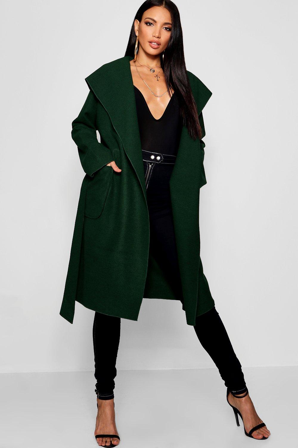 hooded belted coat