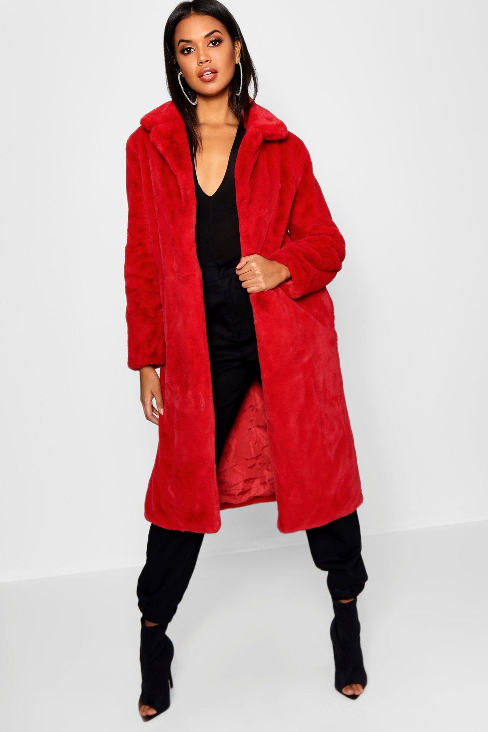 red maxi coat