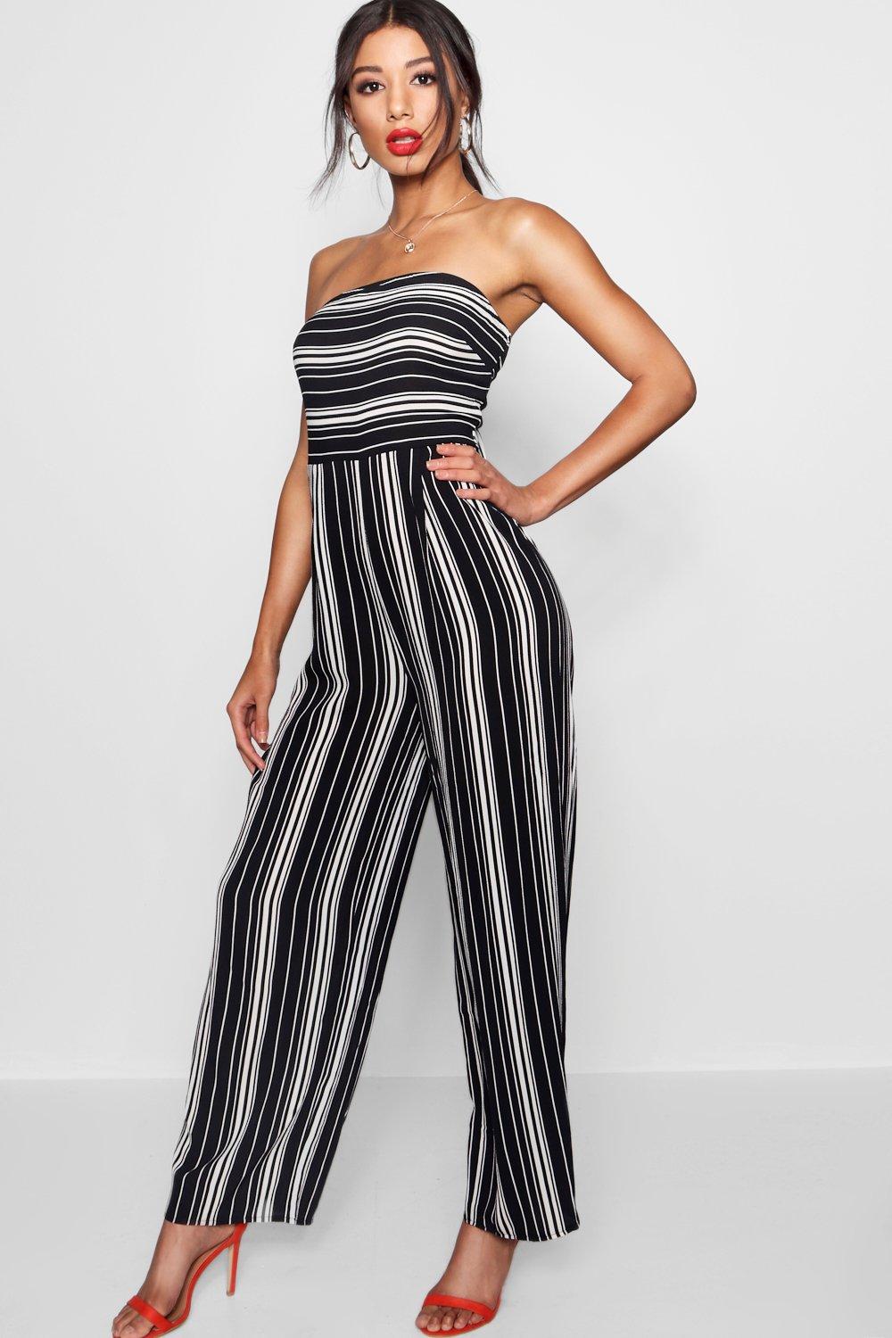 striped bandeau jumpsuit
