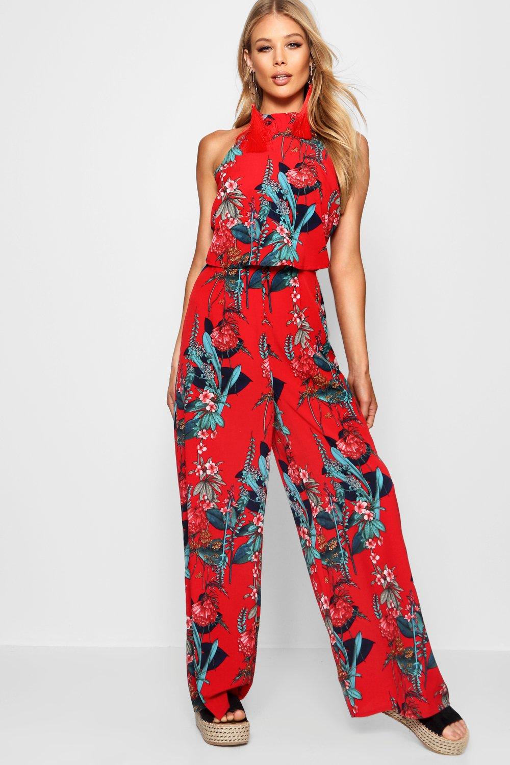 floral wide leg jumpsuit