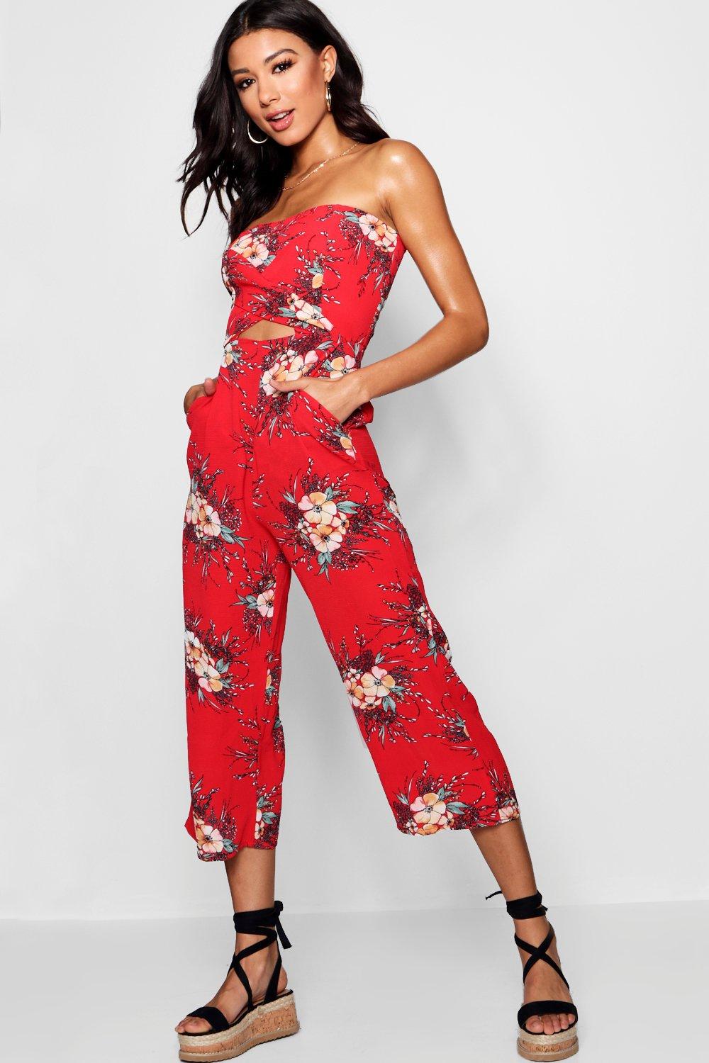red bandeau jumpsuit