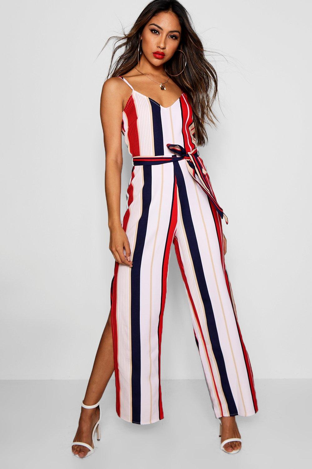 boohoo striped jumpsuit