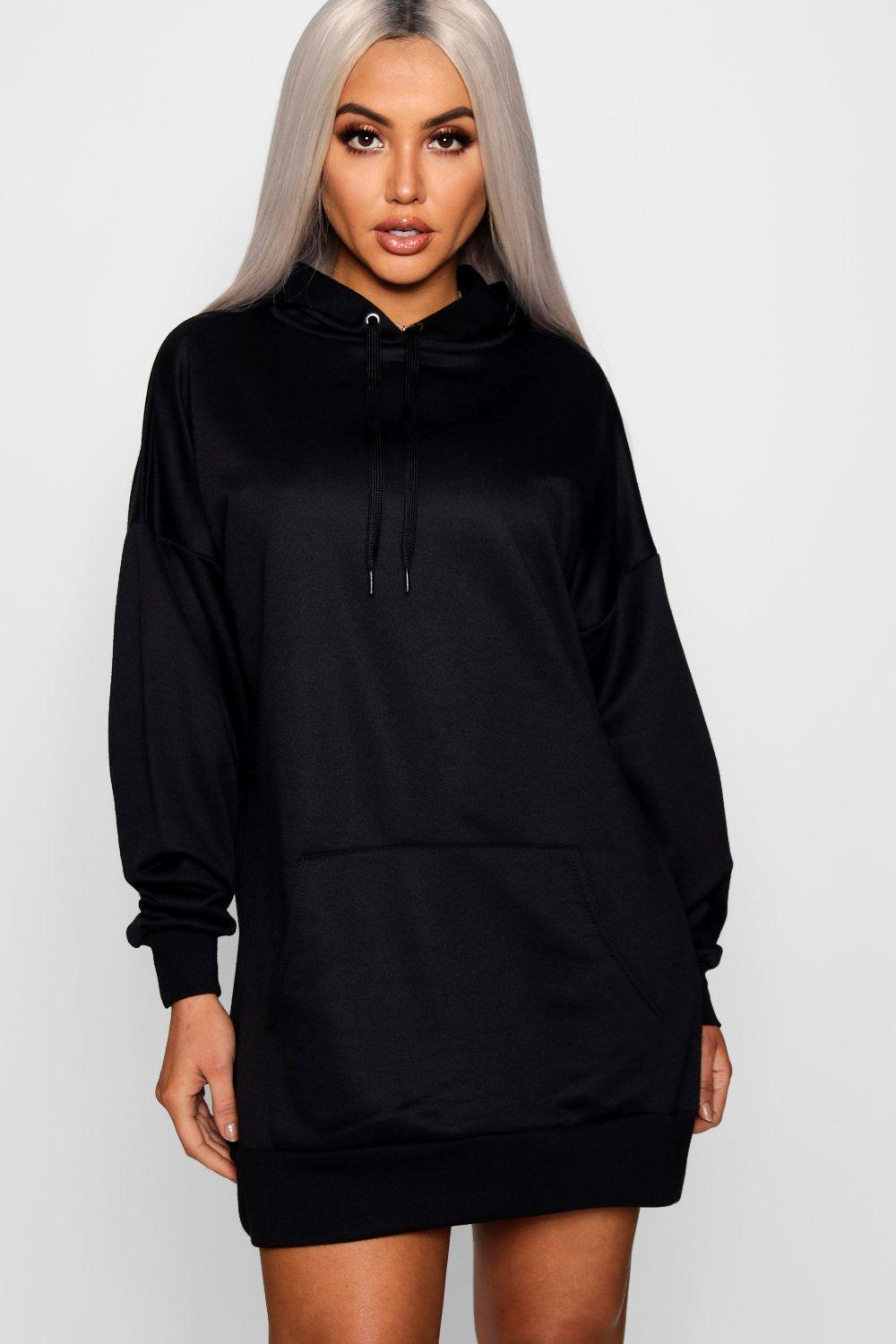 black oversized hoodie dress