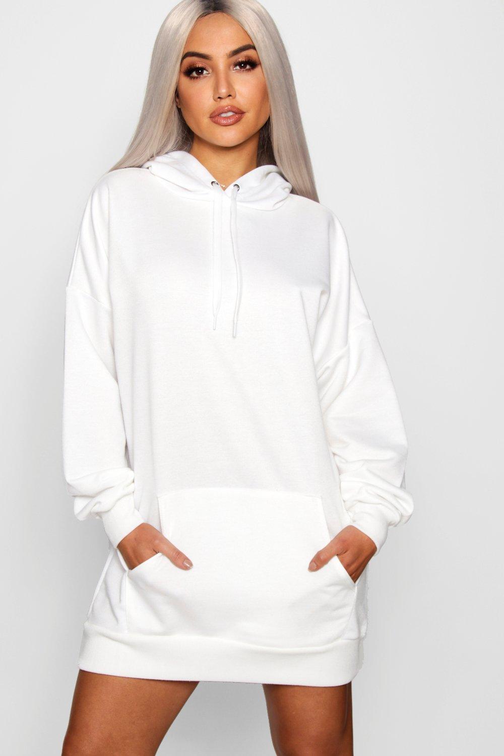 white oversized hoodie dress