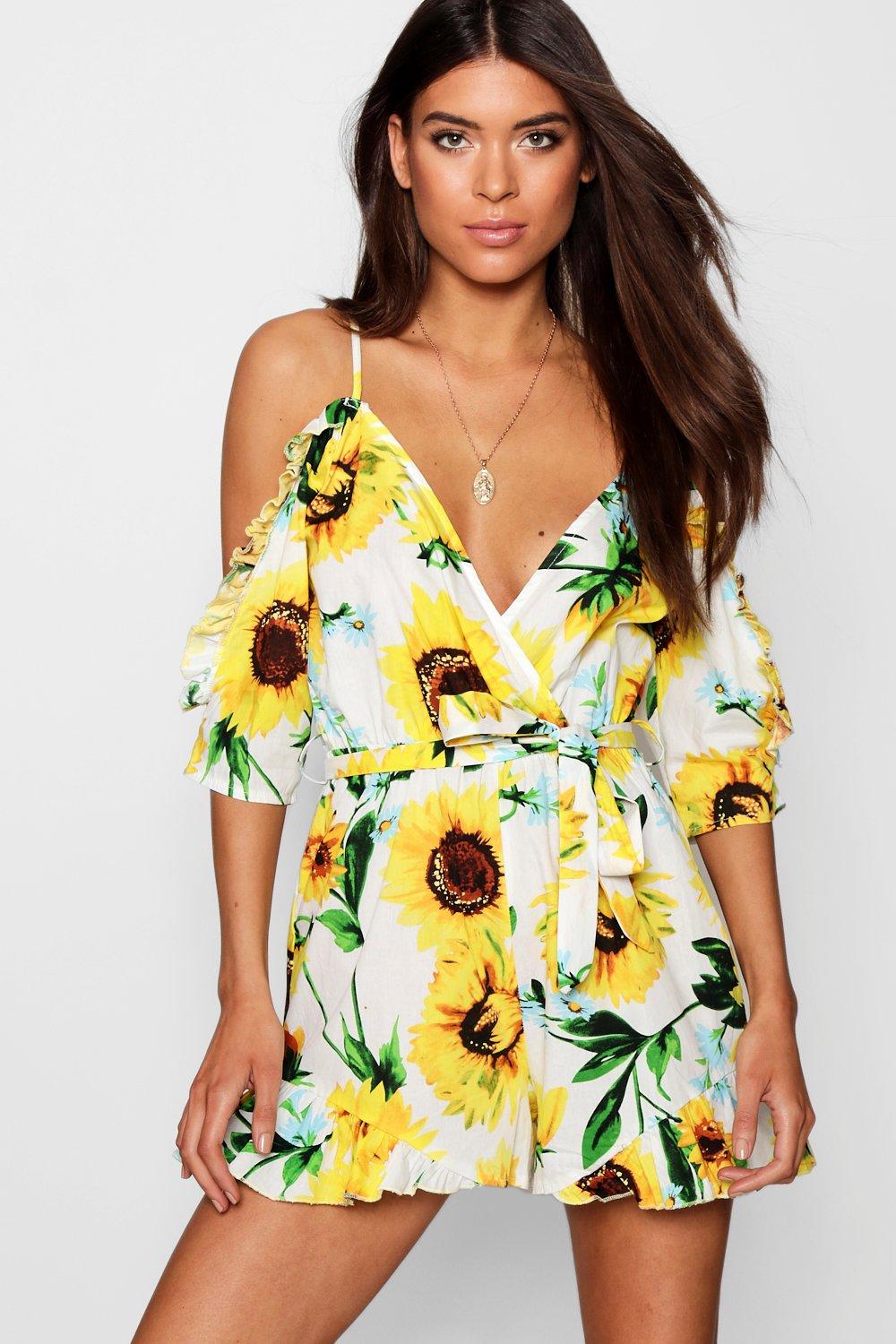 

Sunflower Open Shoulder Playsuit, Yellow