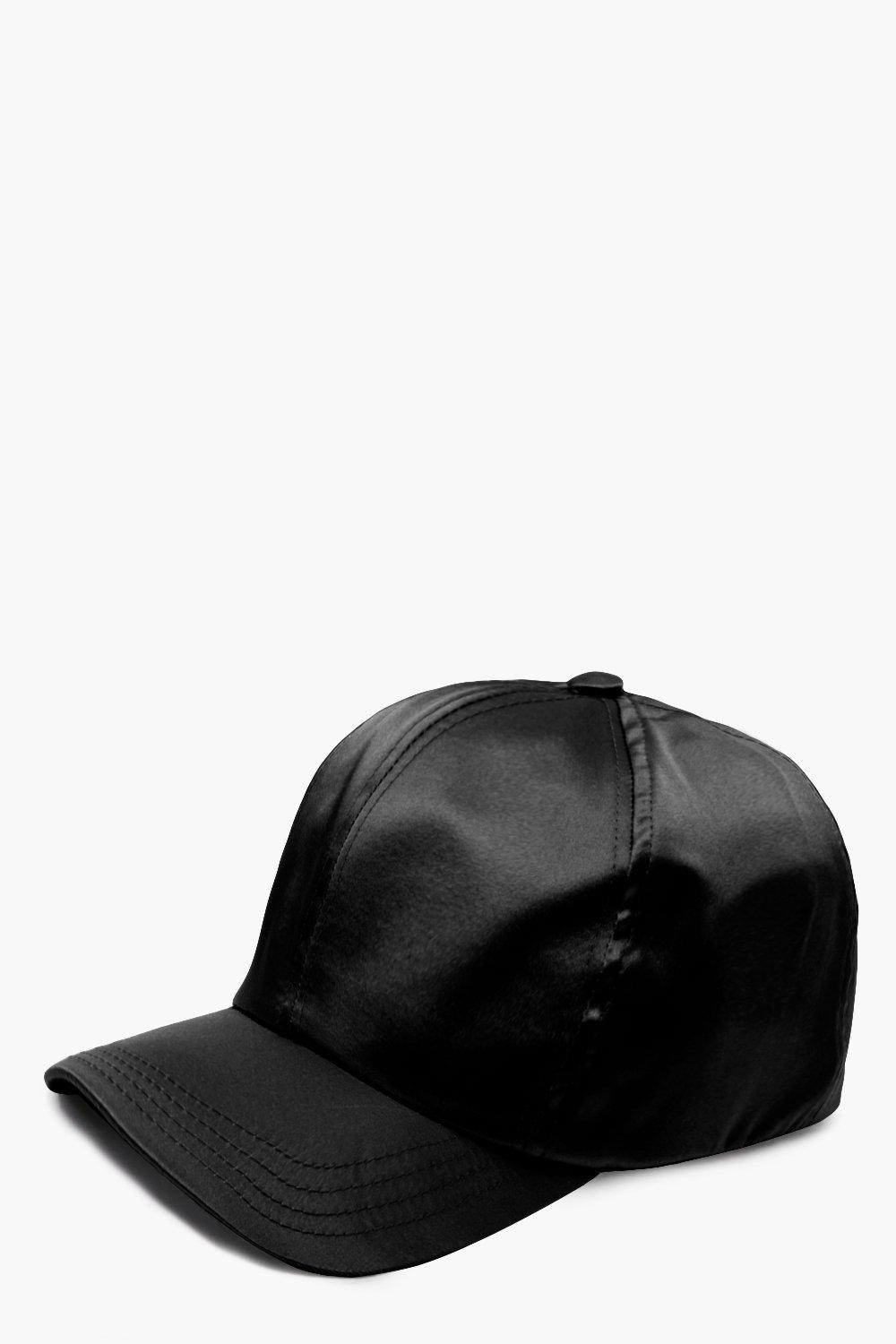 black satin baseball cap