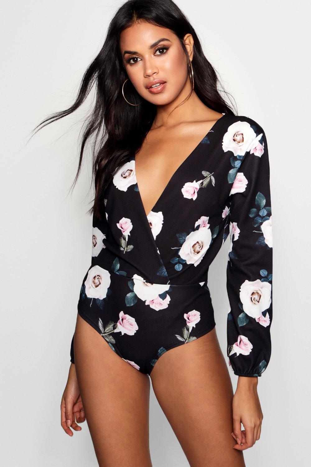 black floral bodysuit