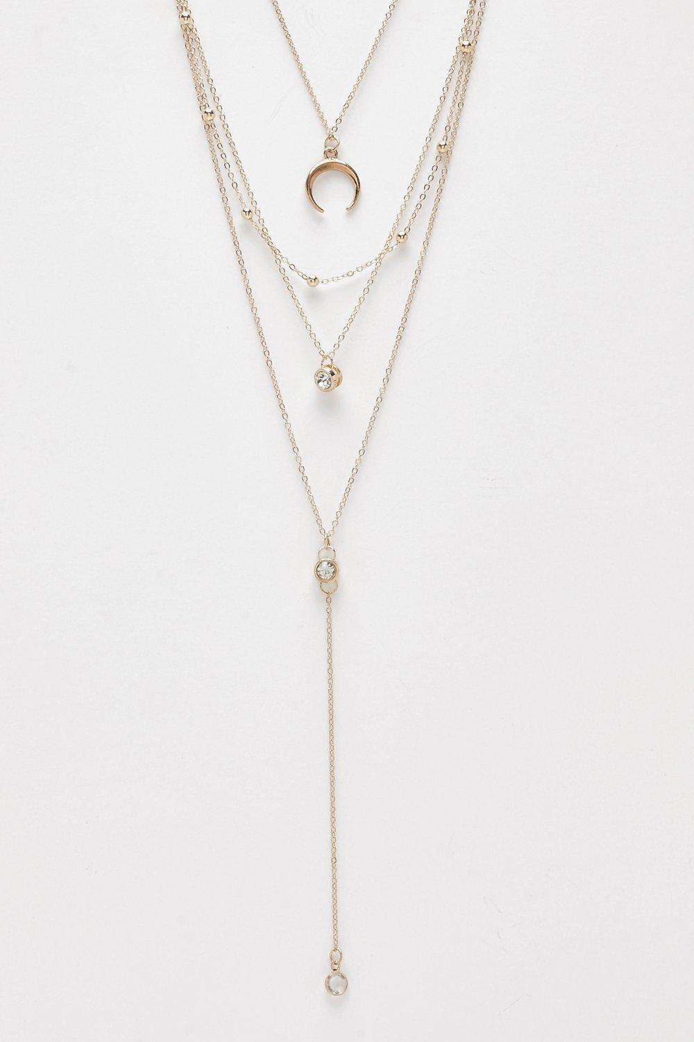 

Многослойное колье рог и камень, Silver