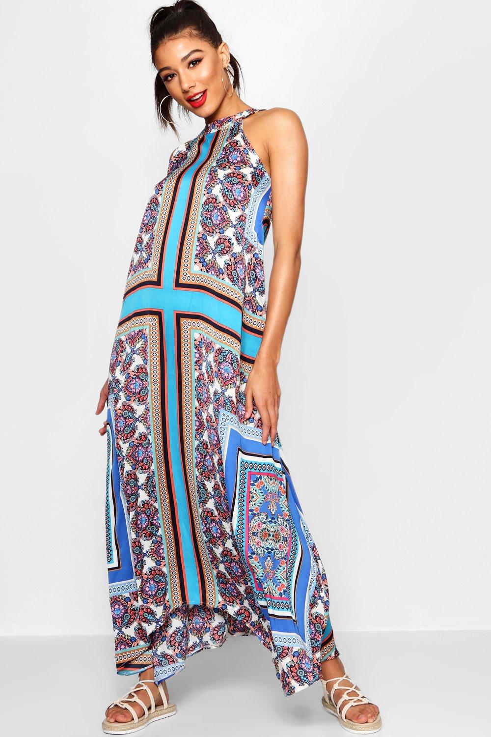 boohoo scarf print maxi dress