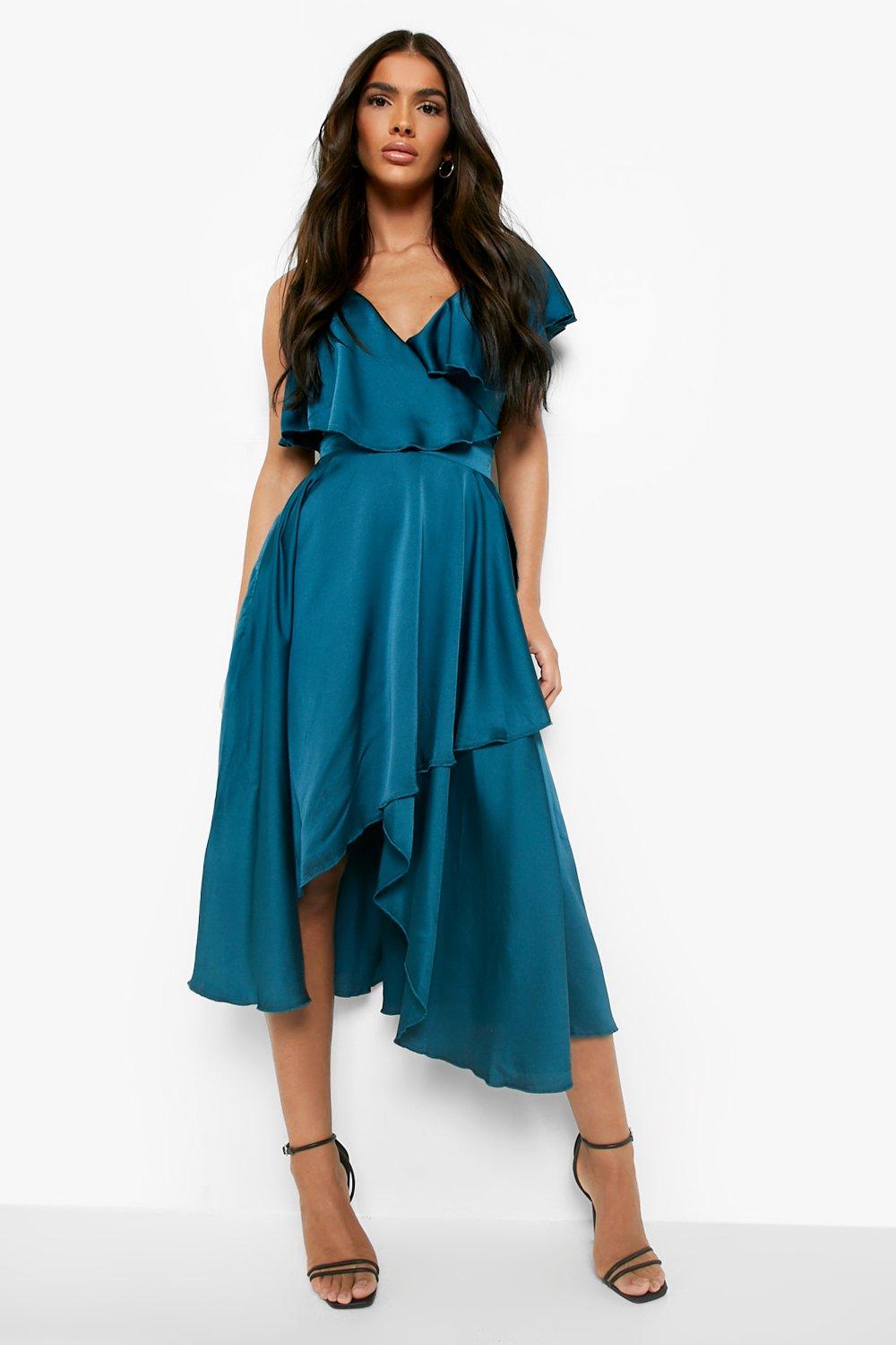 boohoo teal dress