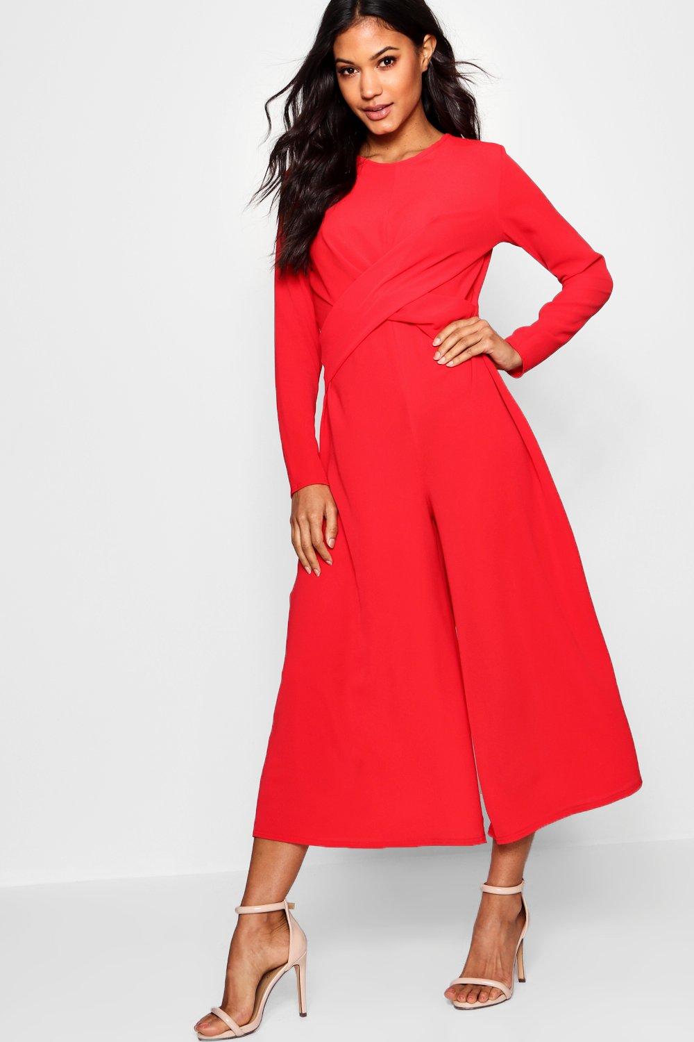 red culotte jumpsuit