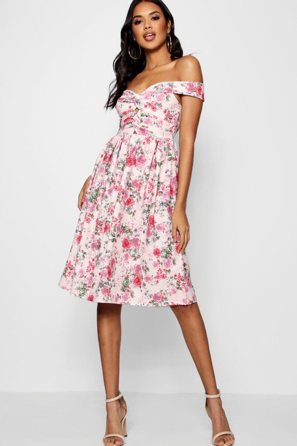 floral bardot skater dress