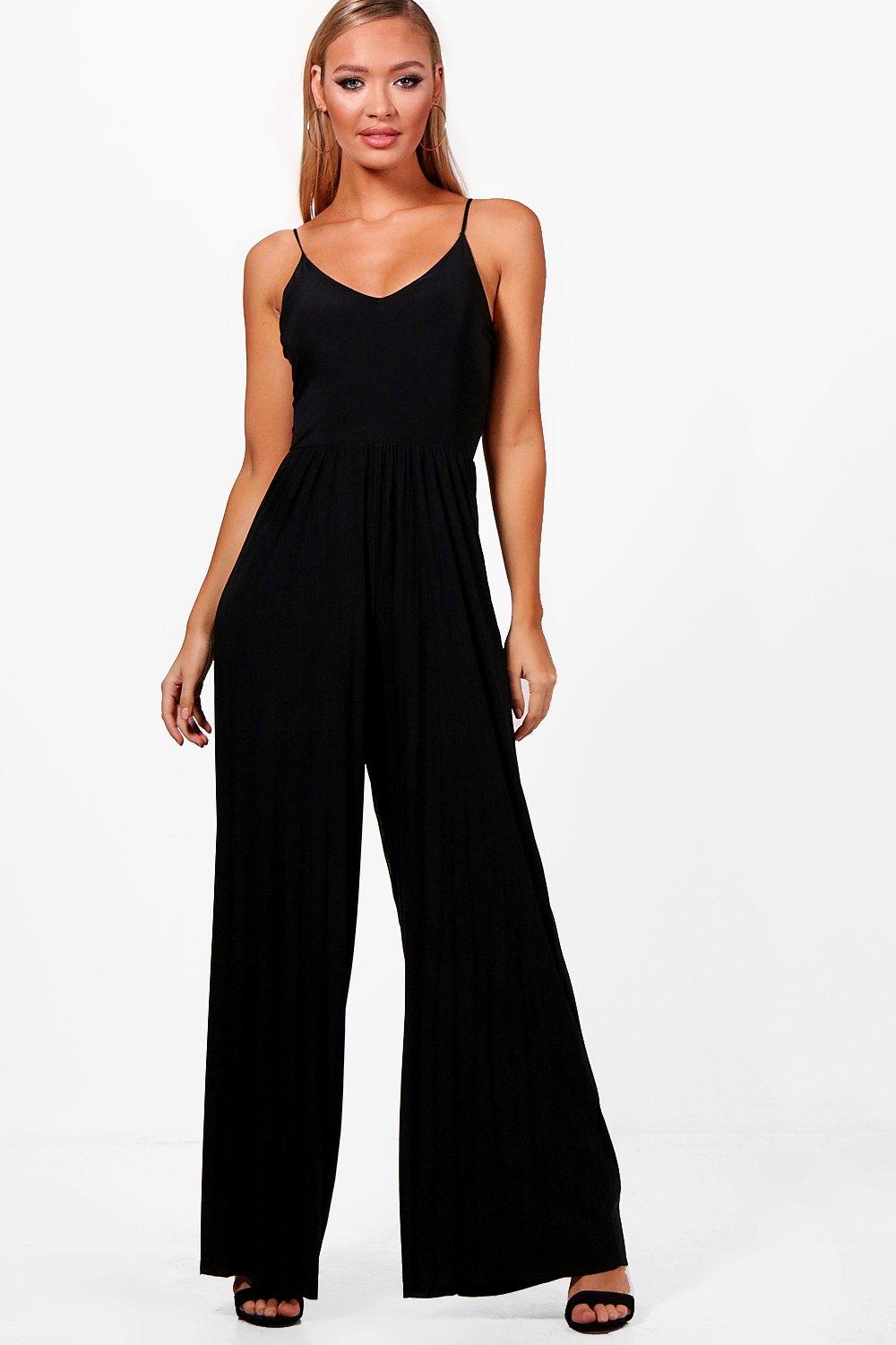 pleated wide leg jumpsuit