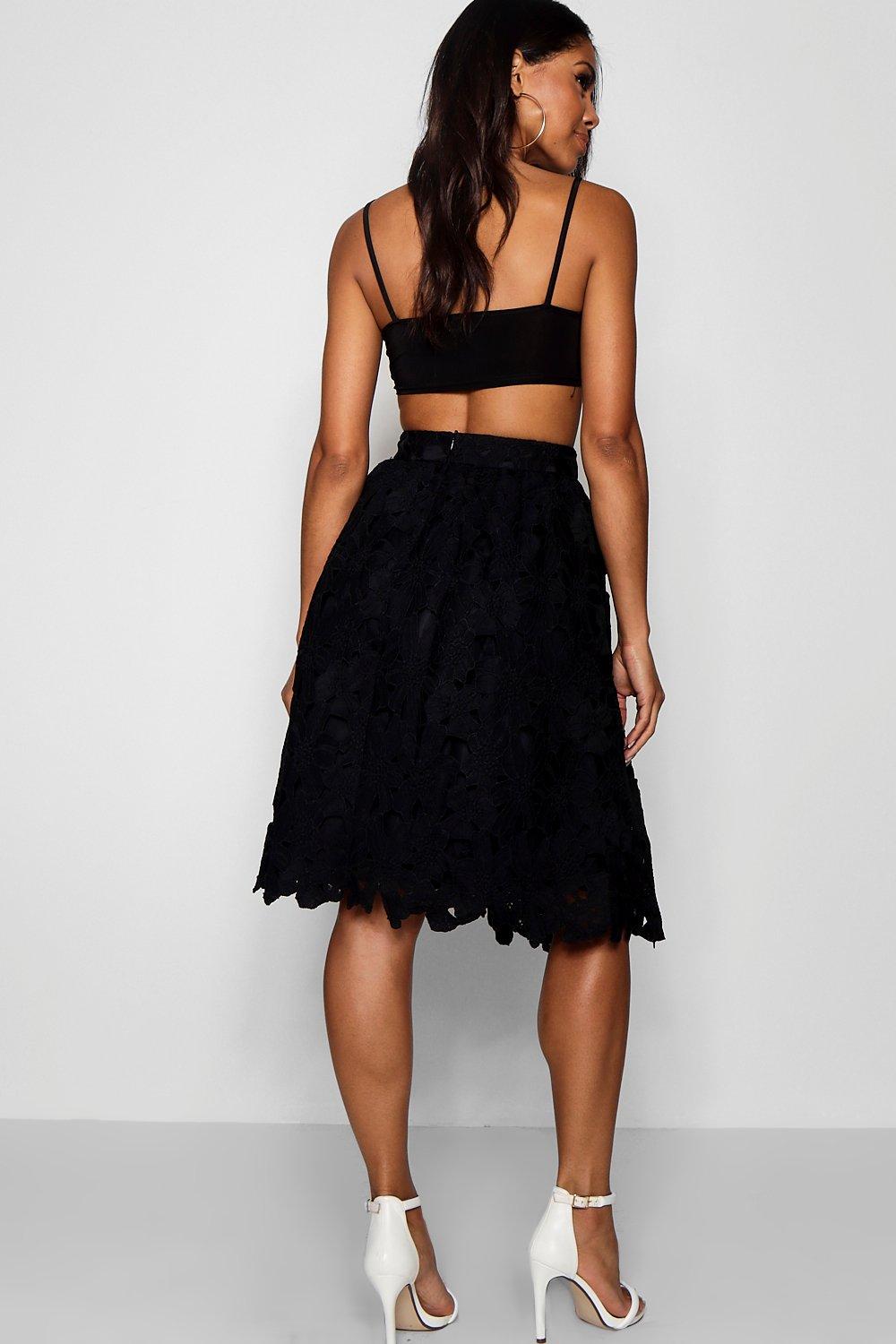 black midi skater skirt