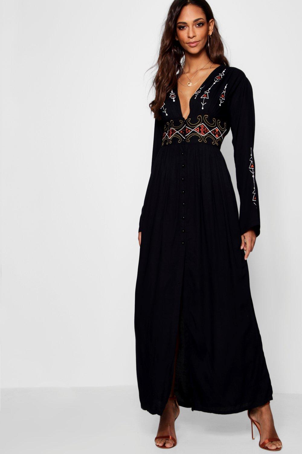 boohoo embroidered maxi dress