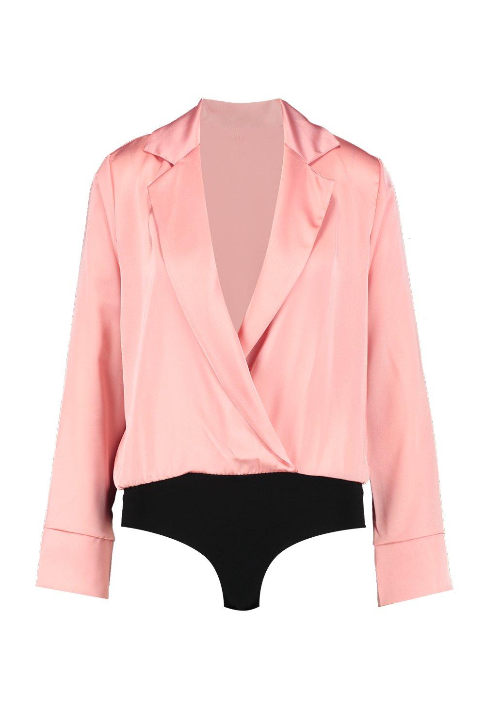

Через из ткани с запахом с глубоким декольте, Hot pink