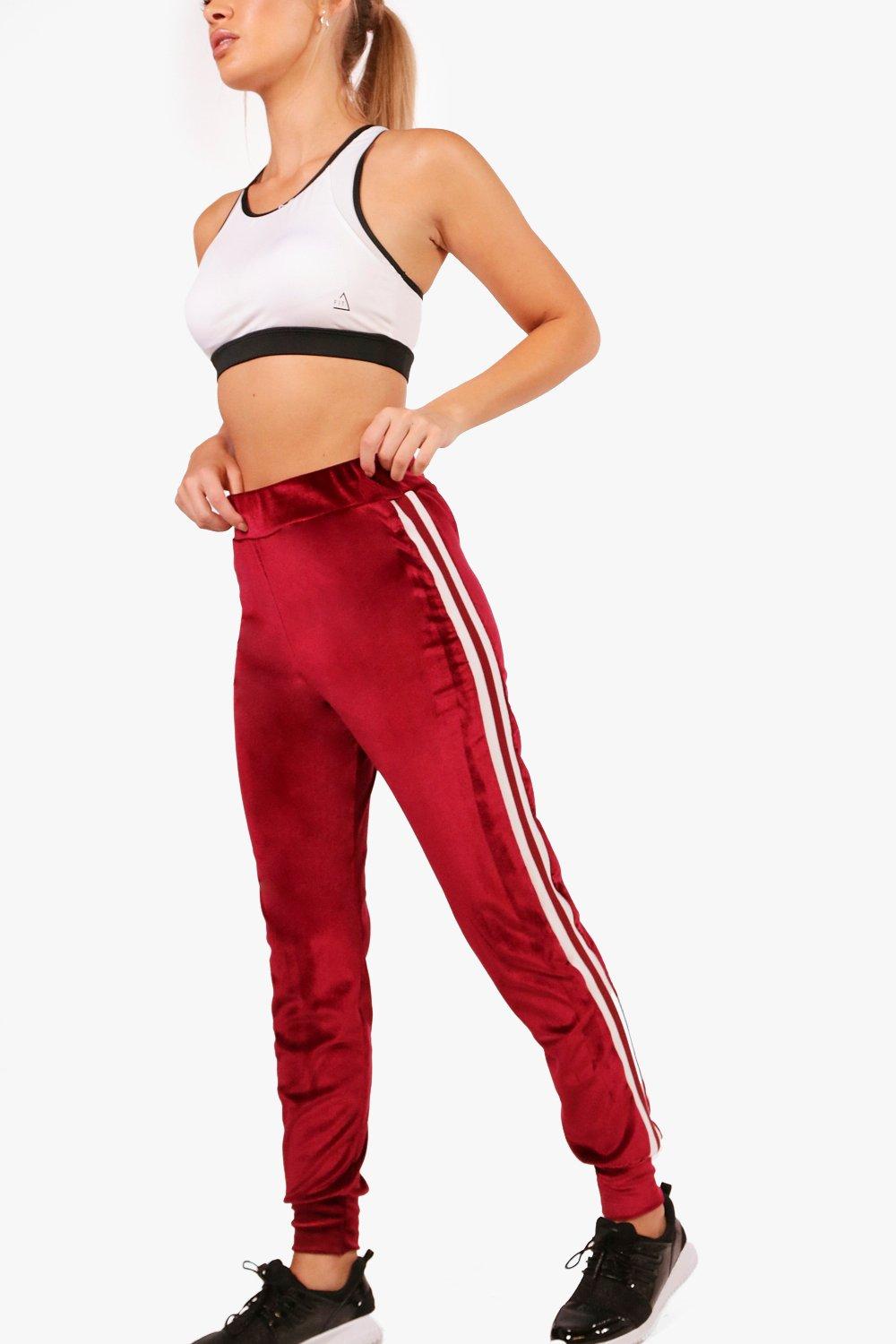 red velour joggers