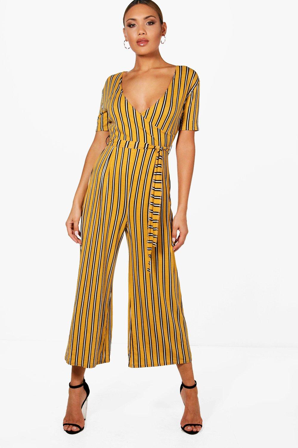wrap front culotte jumpsuit