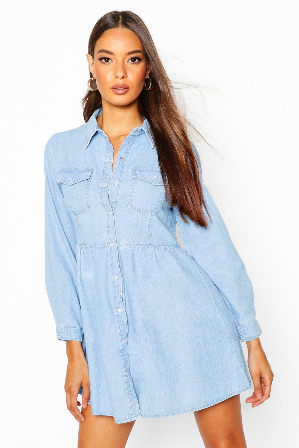

Рубашка из денима Платье с длинными рукавами, Light blue