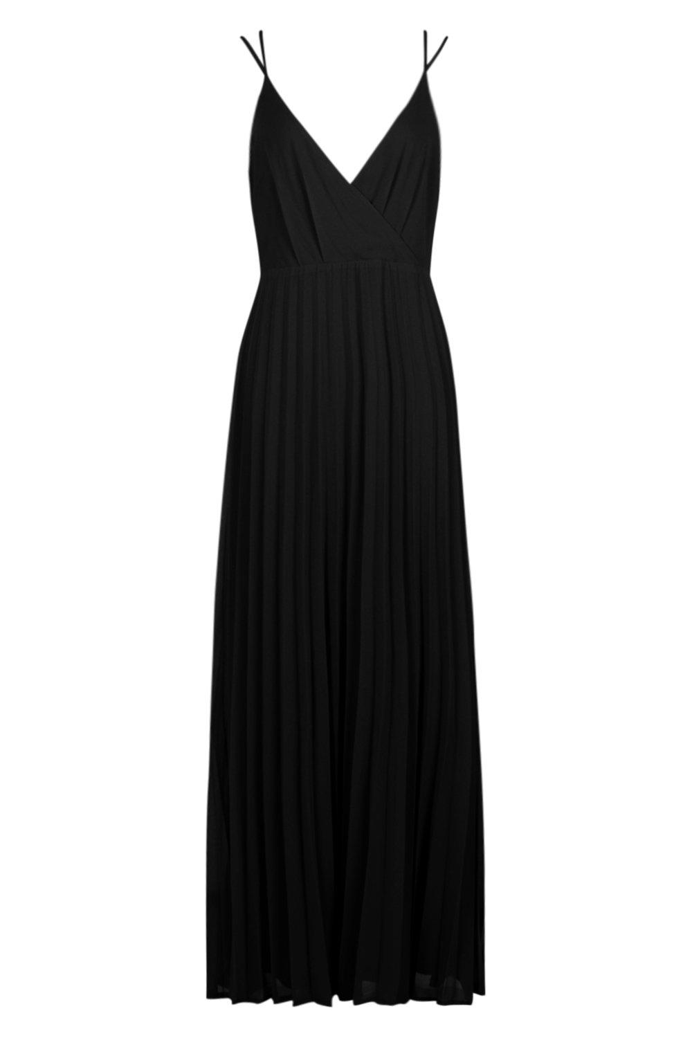 

Boutique Pleated Maxi Bridesmaid Dress, Черный