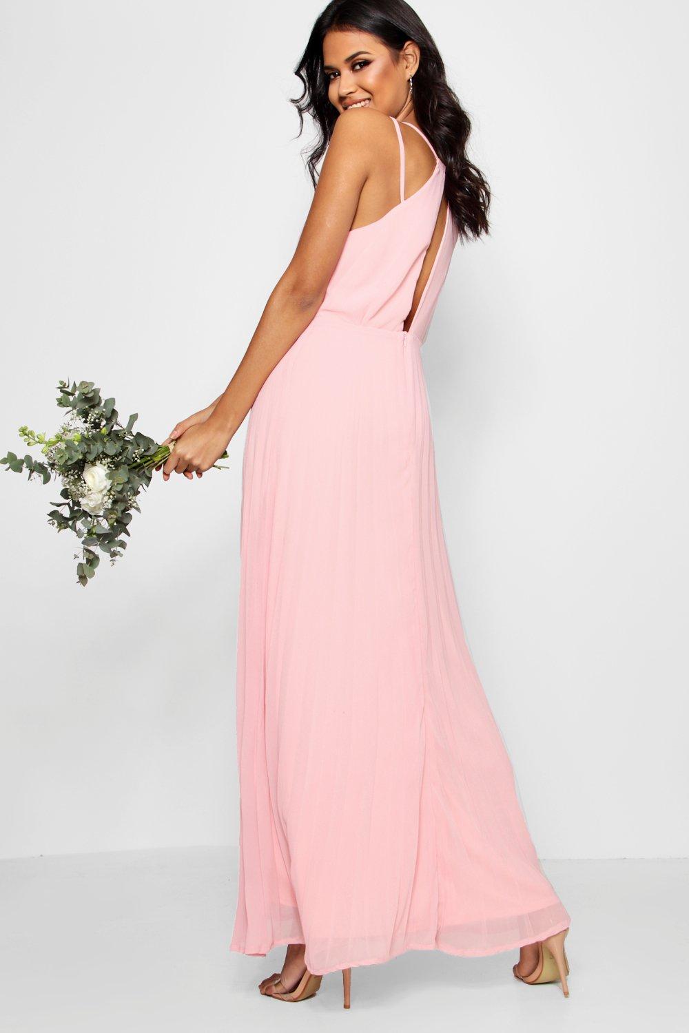 

Boutique Pleated Maxi Bridesmaid Dress, Небесный голубой