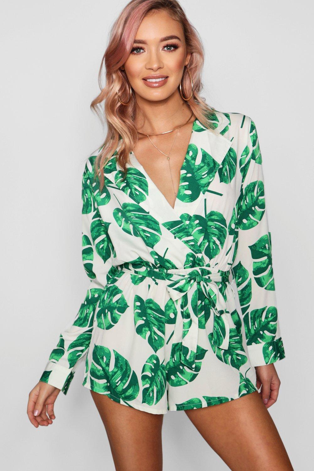 boohoo green playsuit