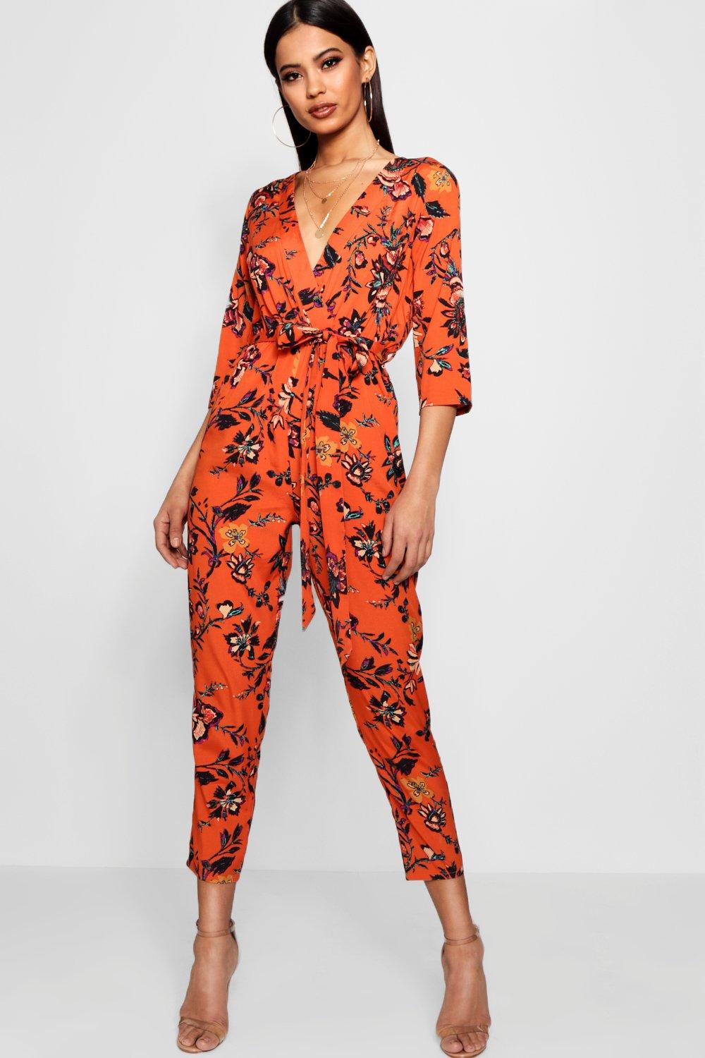 boohoo orange jumpsuit