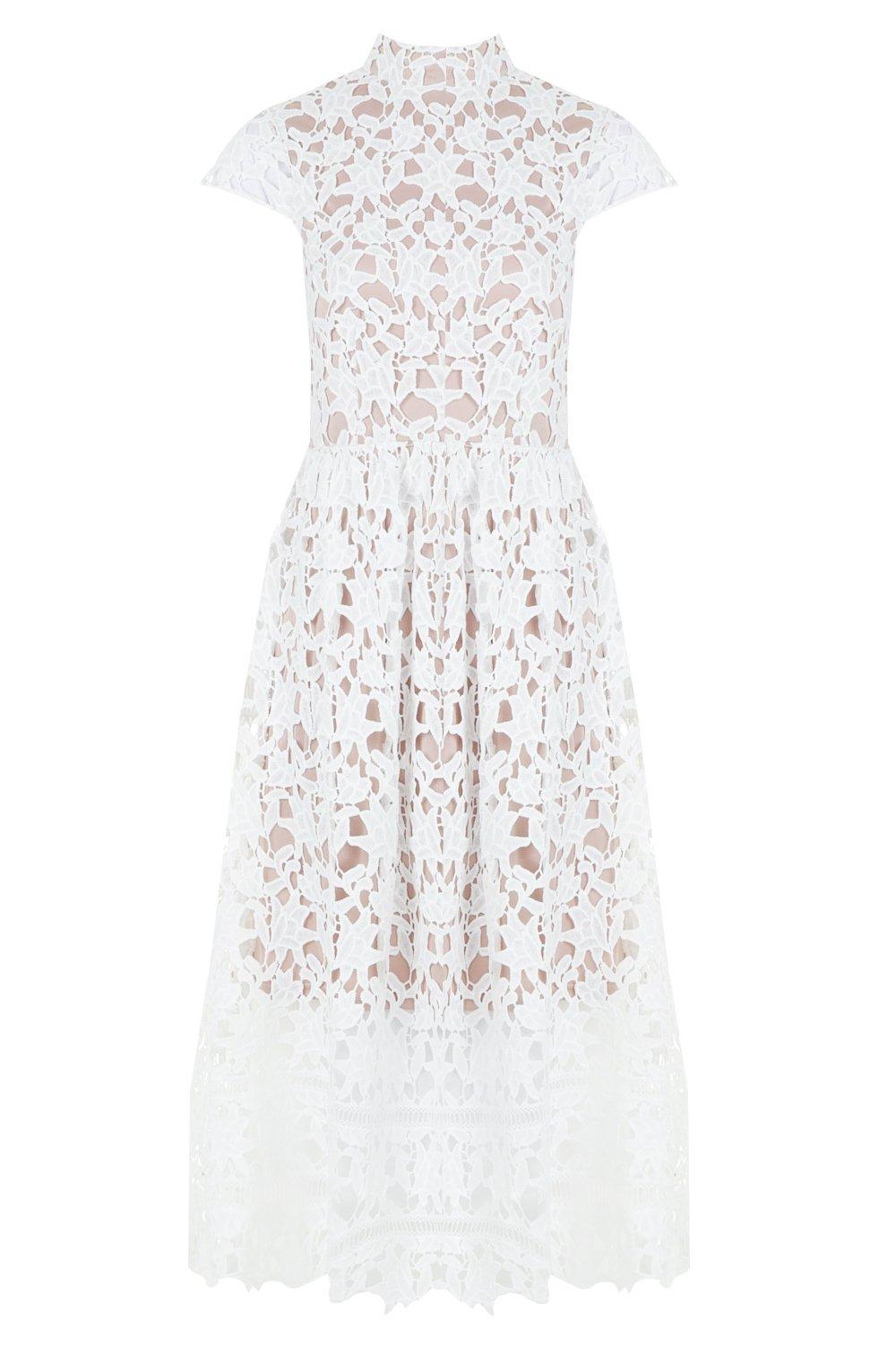 

Boutique Кружевное платье скейтер с высоким вырезом, Ivory