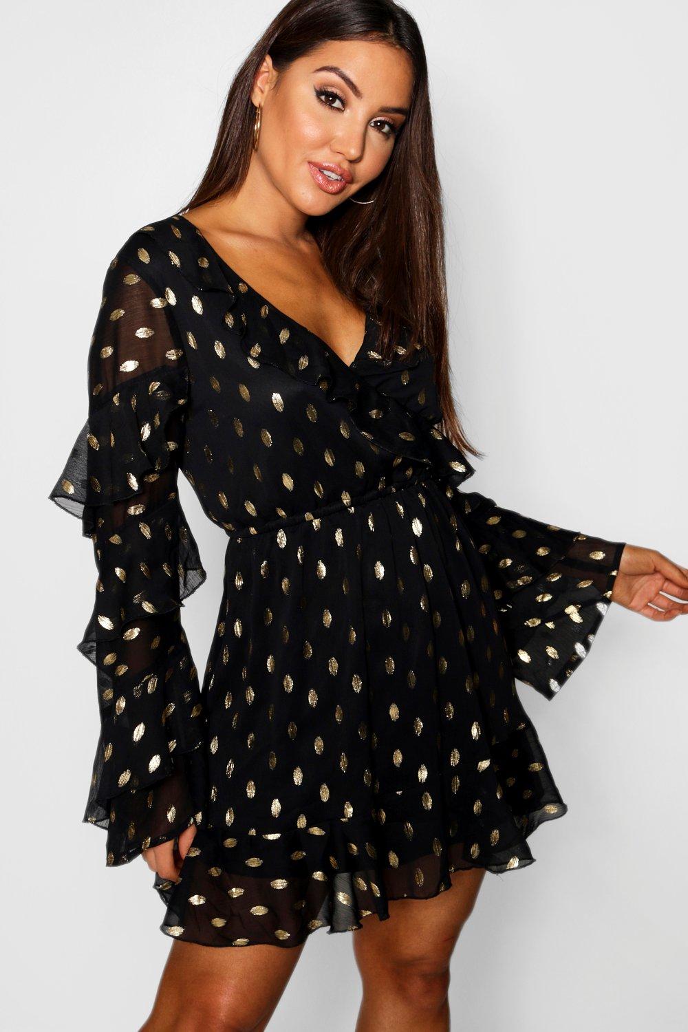 metallic polka dot dress