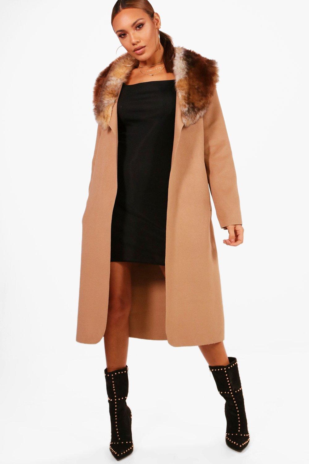 faux fur trim coat